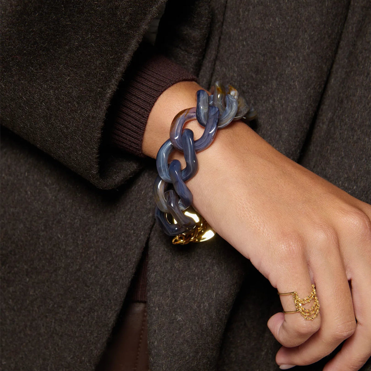 Flat Chain Bracelet - Blue Jeans Marble