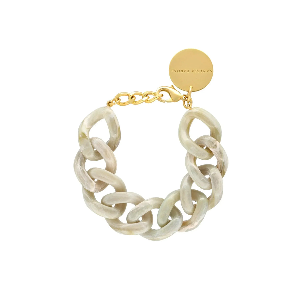 Flat Chain Bracelet - Snow Green Marble