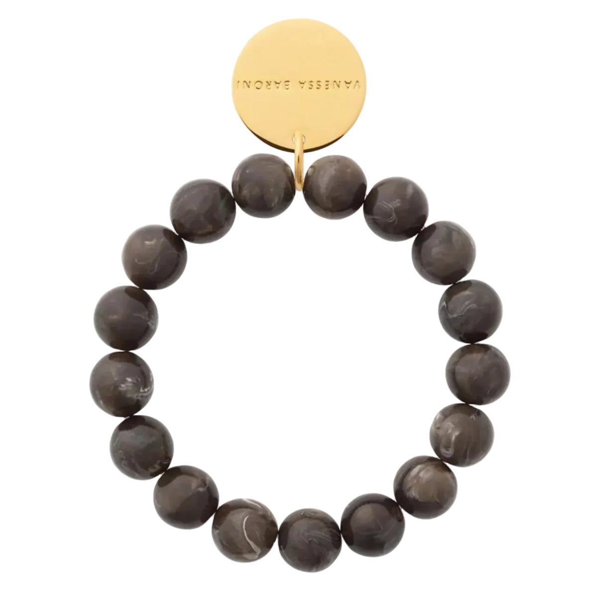 Mini Beads Flex Bracelet - Dark Brown Marble