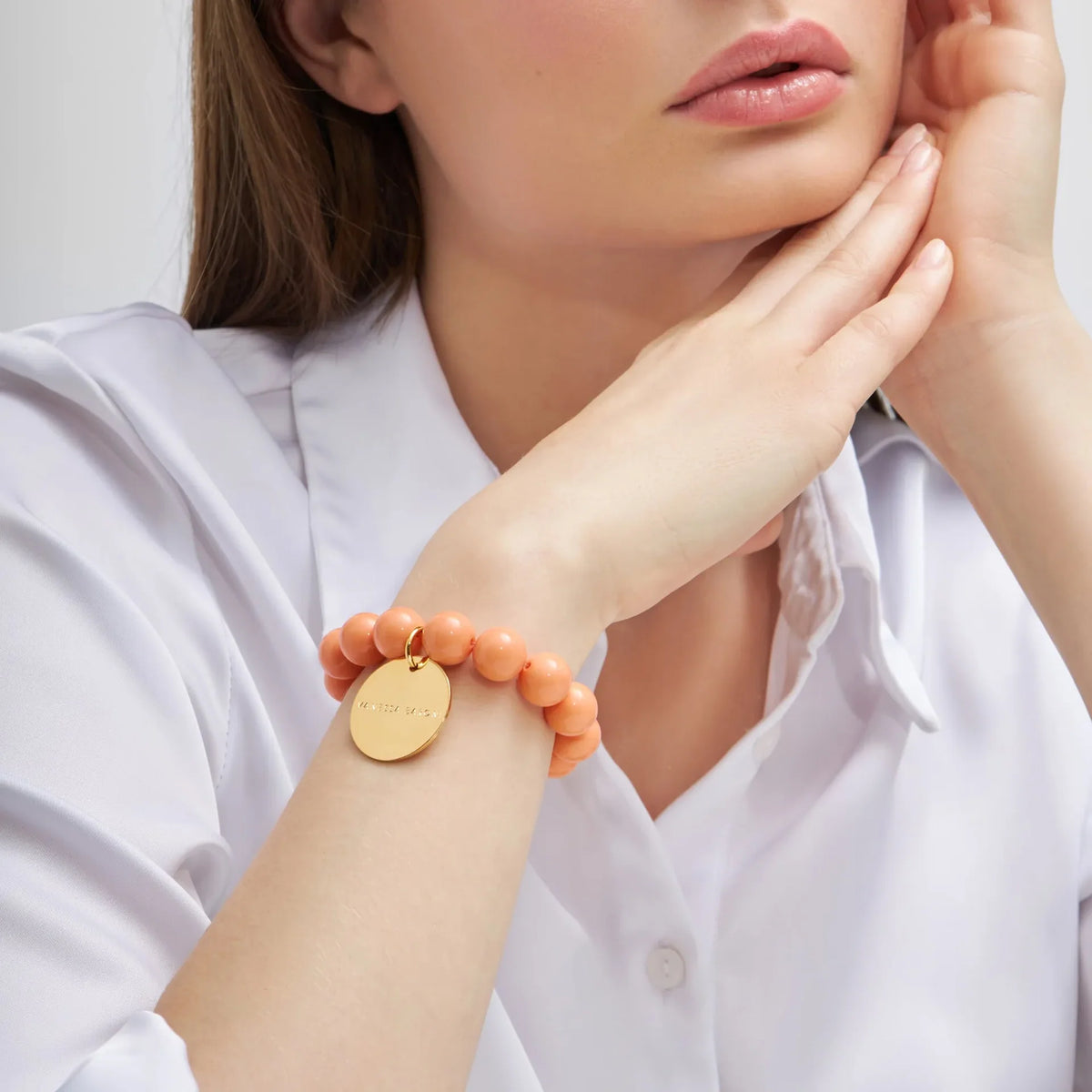 Mini Beads Flex Bracelet - Peach