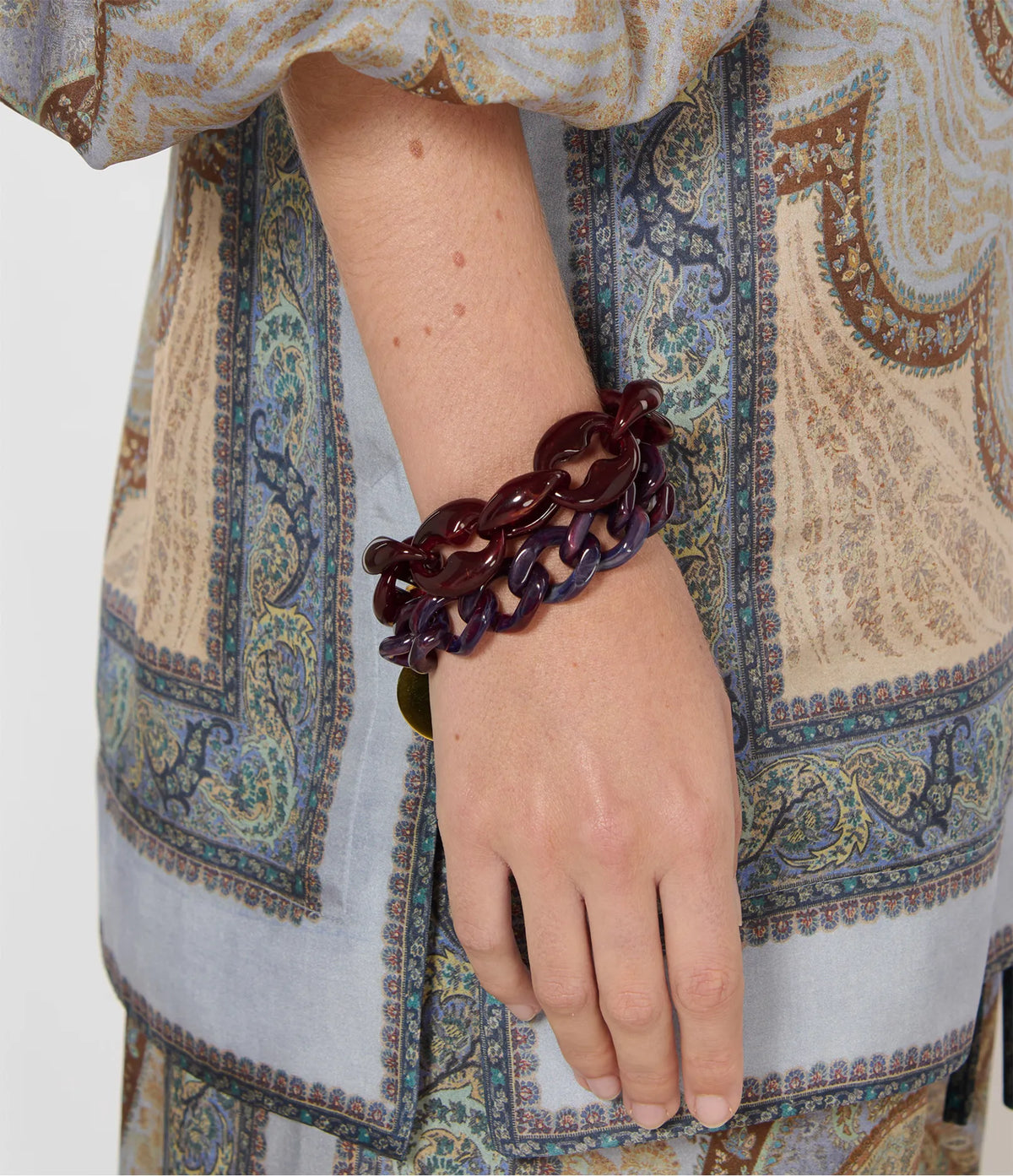 Mini Flat Chain Bracelet - Aubergine Marble