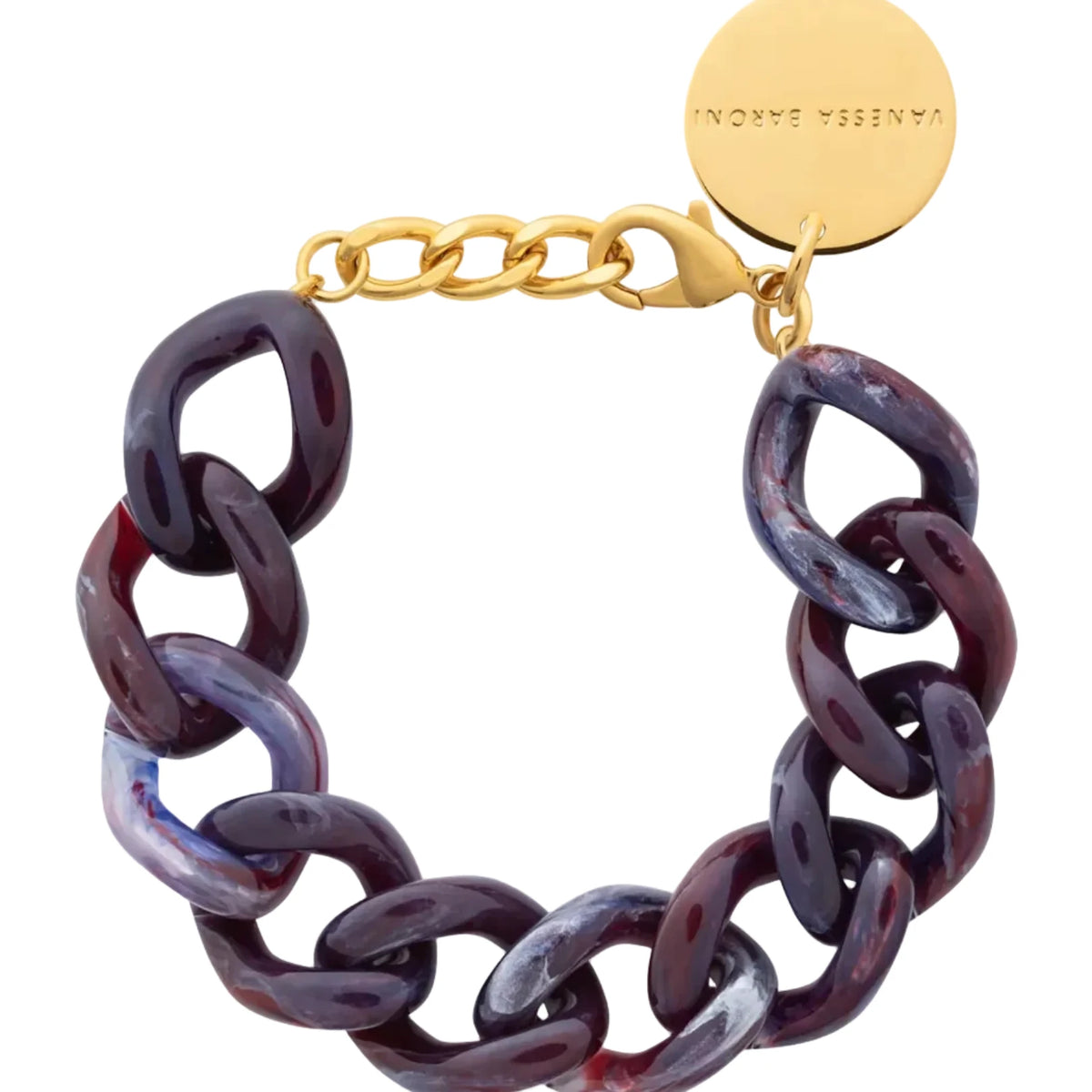 Mini Flat Chain Bracelet - Aubergine Marble