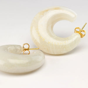 Moon Earring - Pearl Marble