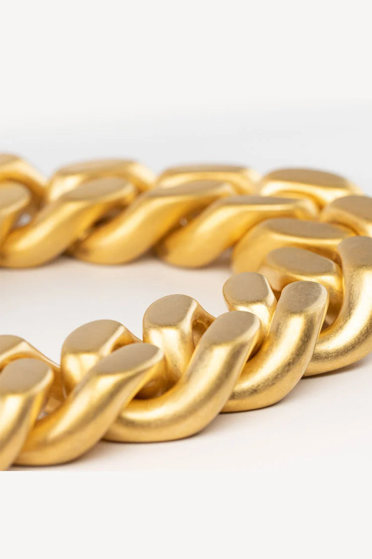 Big Flat Chain Necklace Gold Vintage