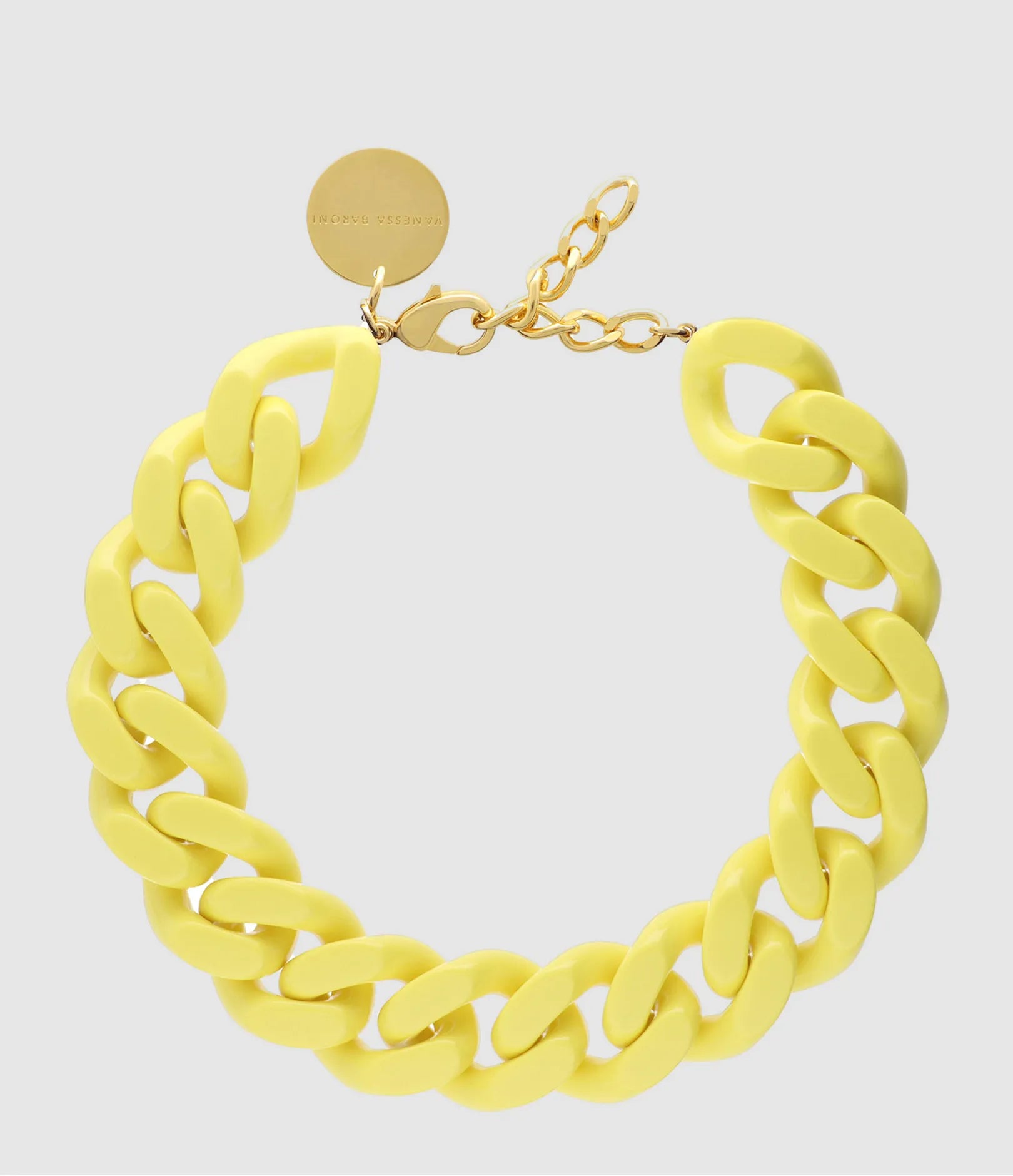 Big Flat Chain Necklace - Yellow