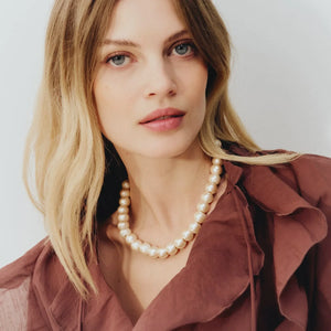 Mini Beads Necklace - Apricot Pearl