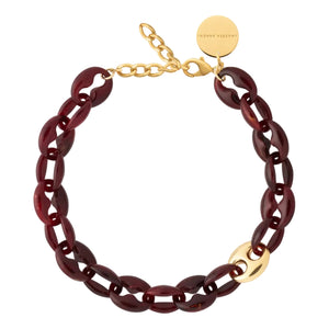 Small Turtle Necklace Short - Bordeaux Marble