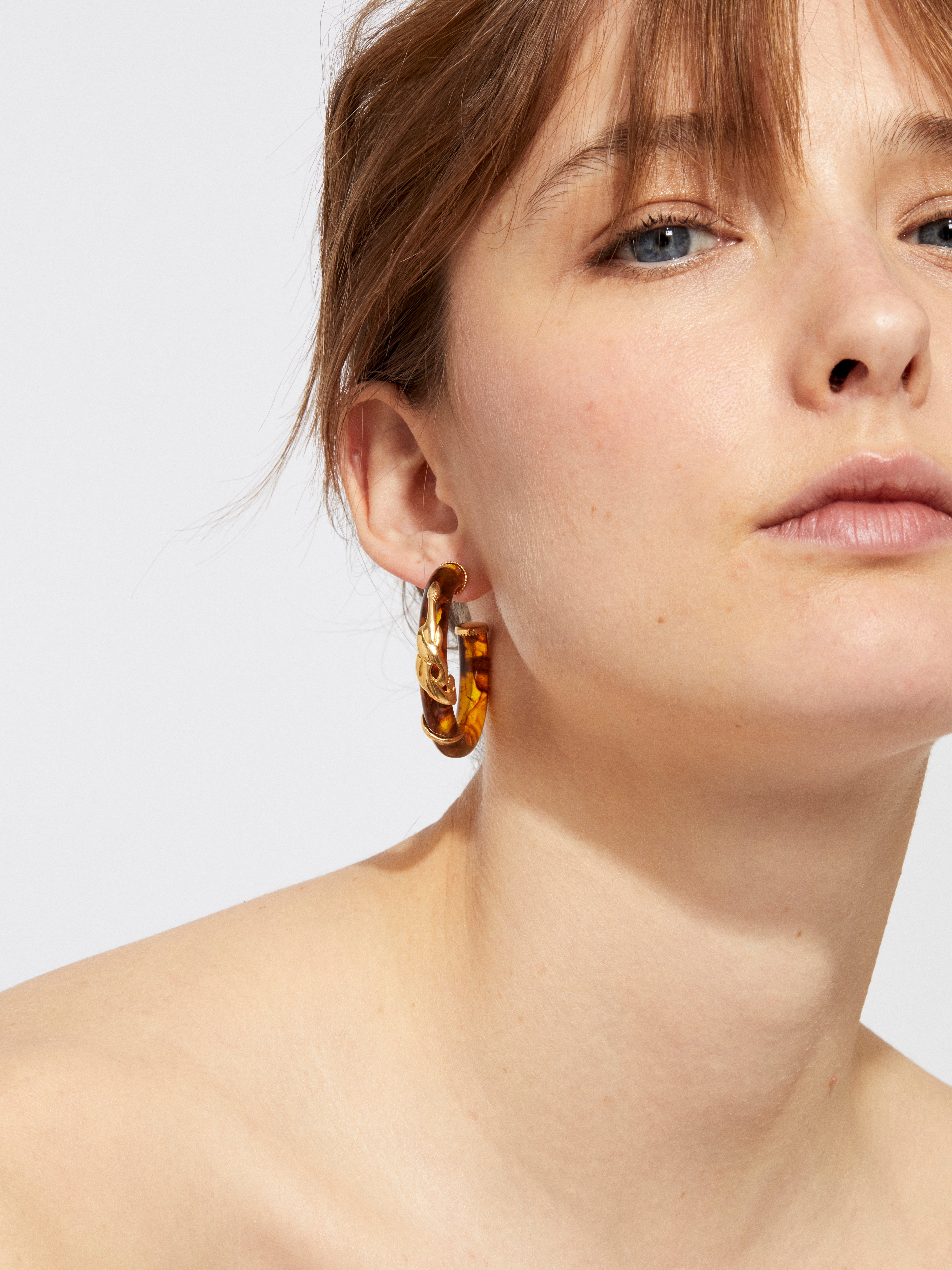 Cobra Hoop Earrings Small - Tortoise