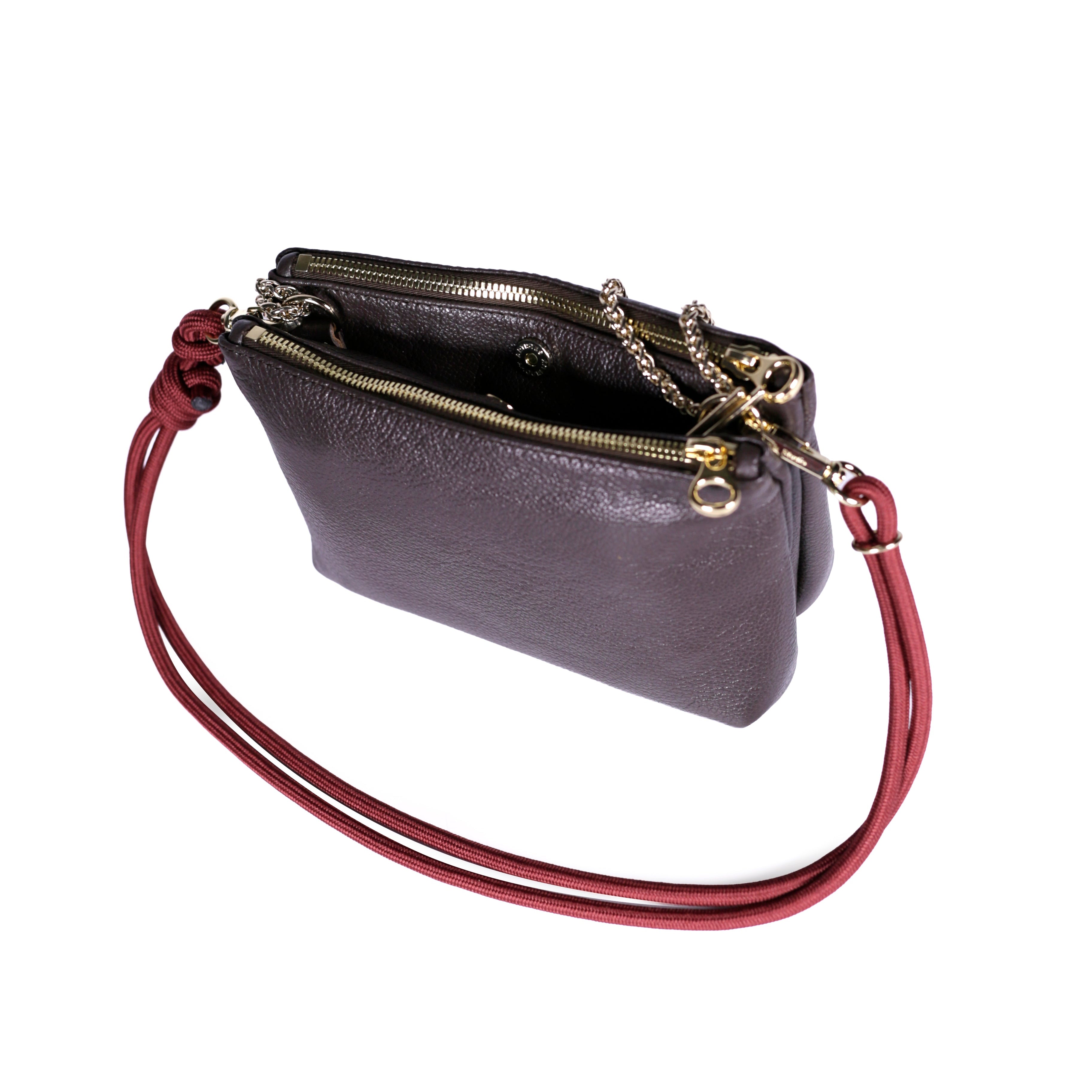 Duo Leather Bag - Grainé Eben