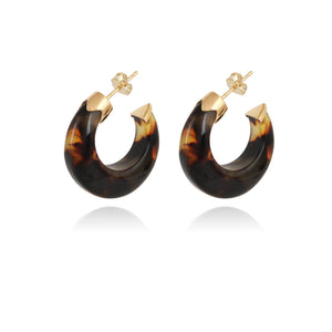 Abalone Earrings Mini Hoop - Tortoise