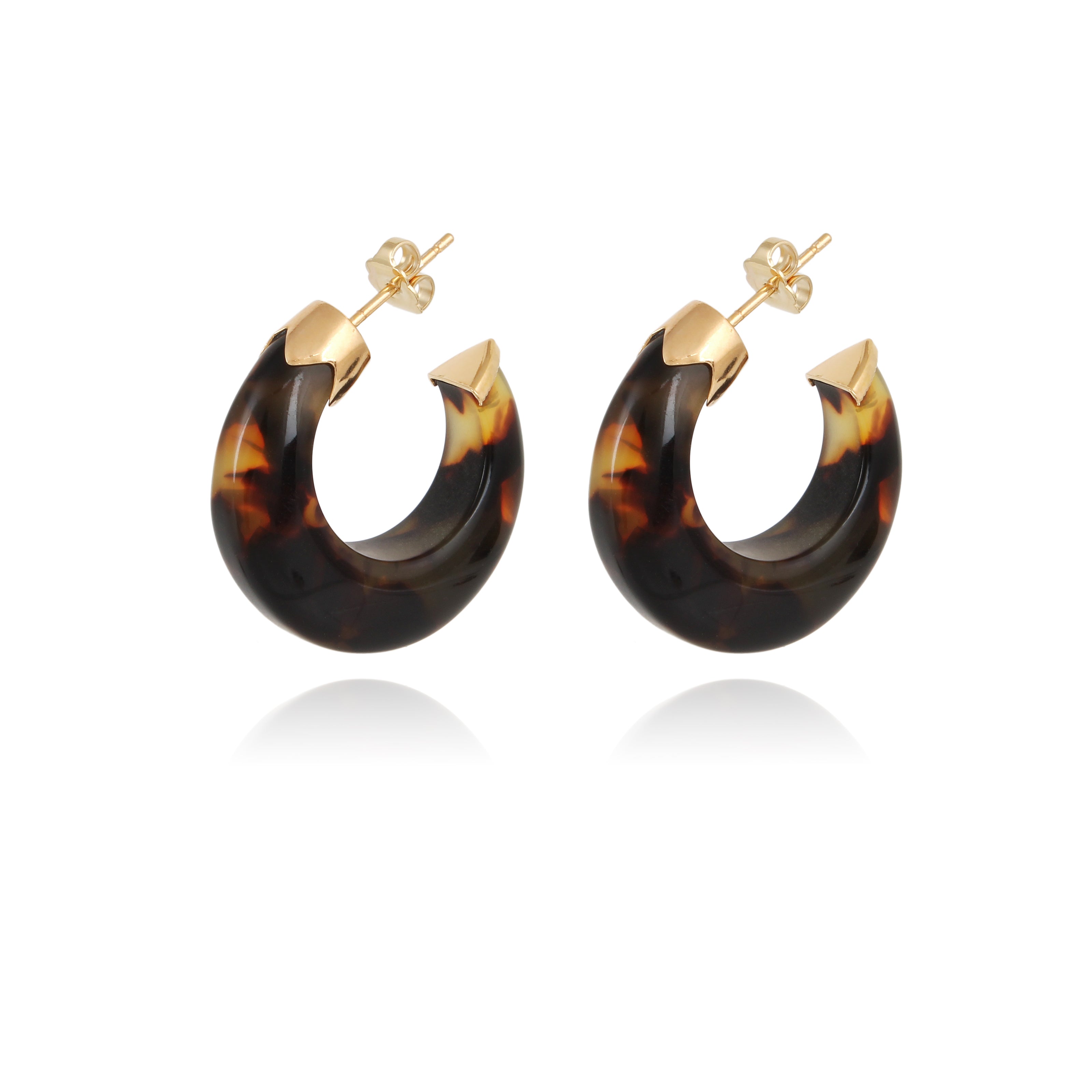 Abalone Earrings Mini Hoop - Tortoise