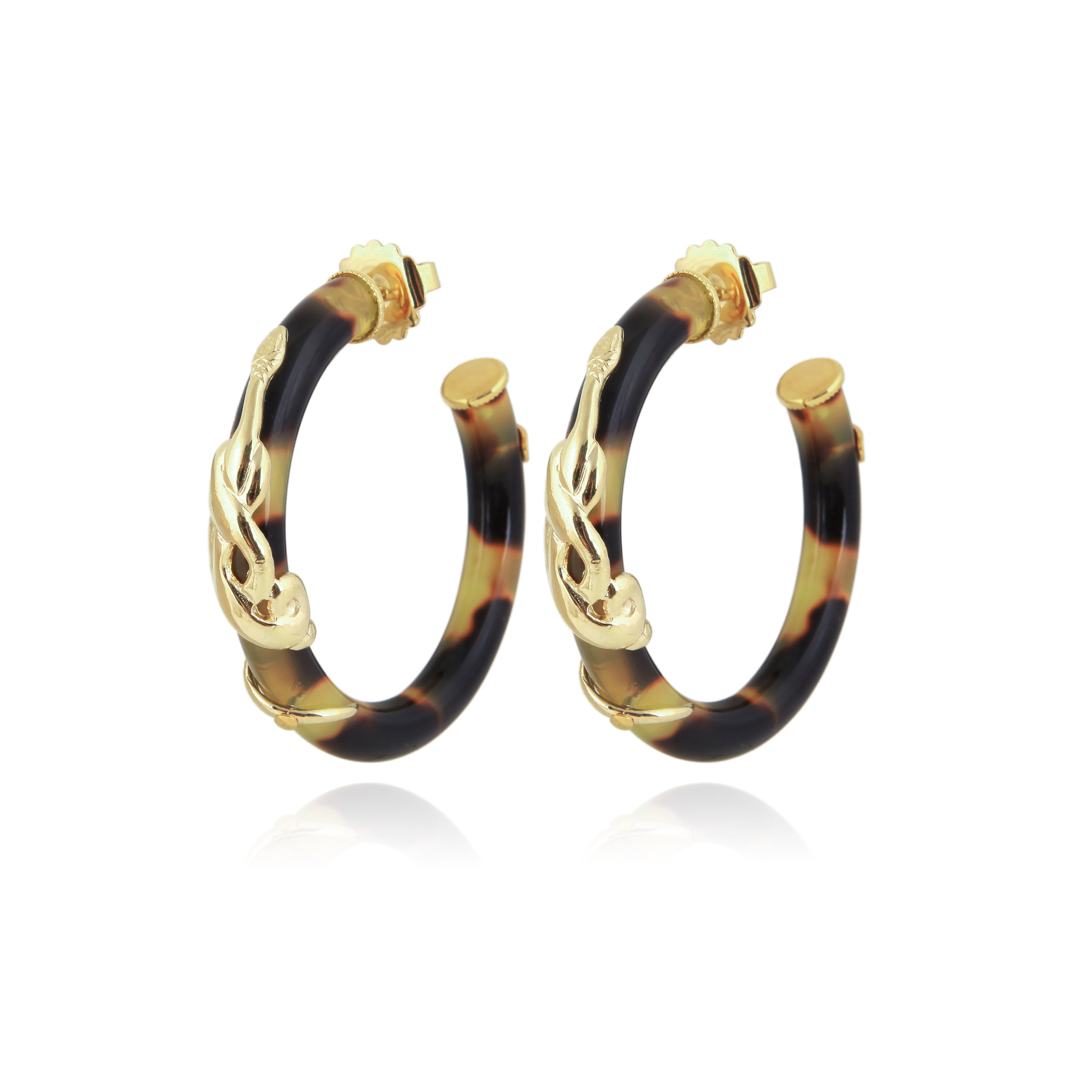 Cobra Hoop Earrings Small - Tortoise