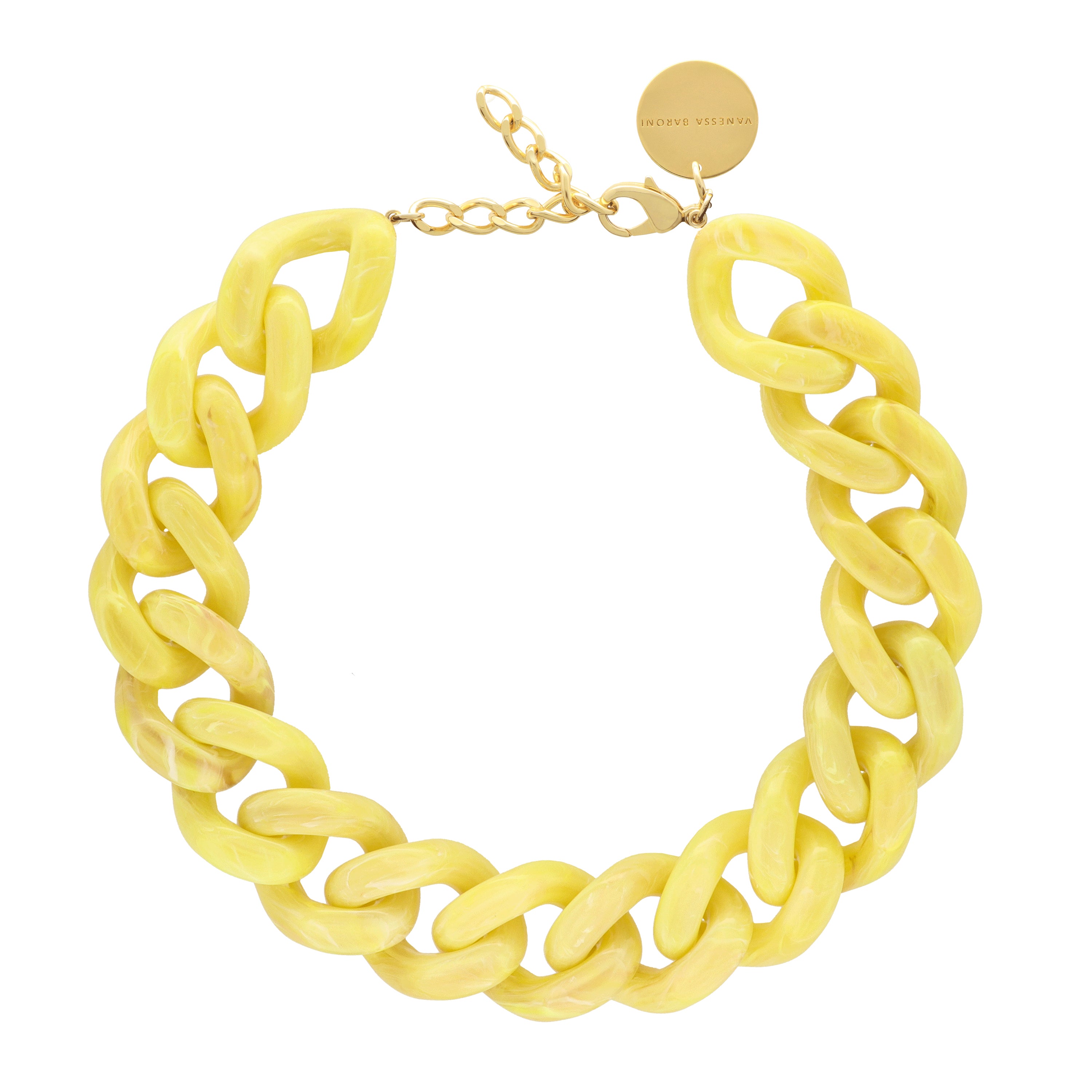Big Flat Chain Necklace - Yellow Marble