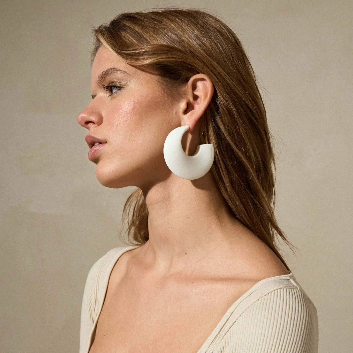 Big Moon Earring - Matt Off White