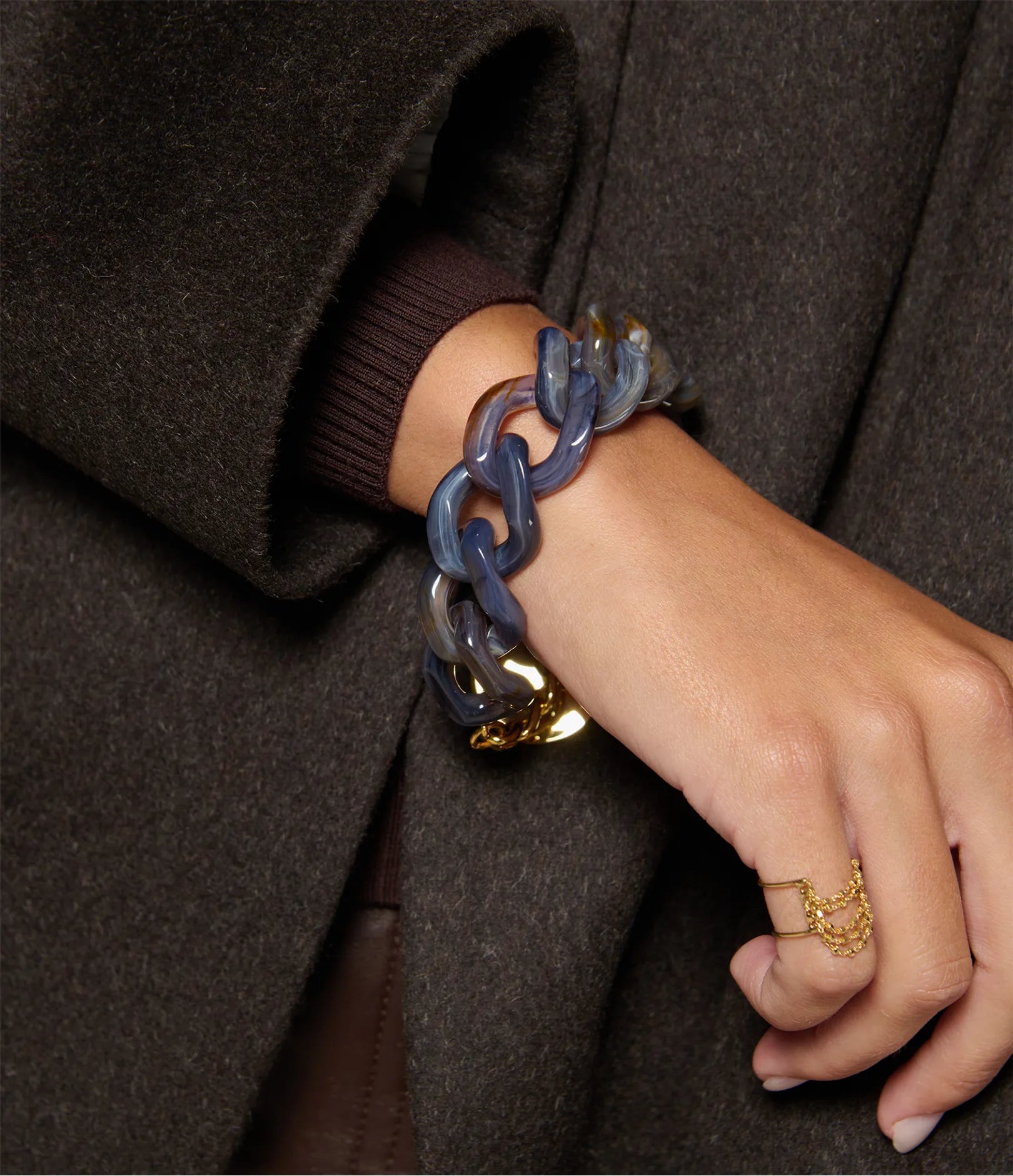 Flat Chain Bracelet - Blue Jeans Marble