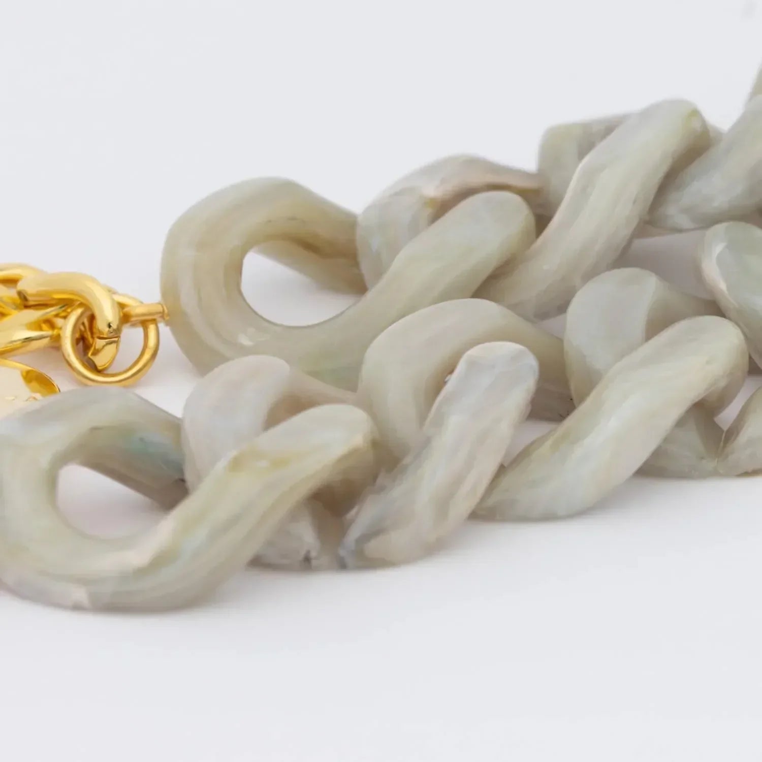 Flat Chain Bracelet - Snow Green Marble