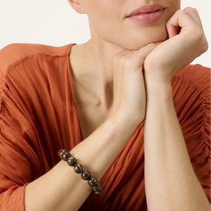 Mini Beads Flex Bracelet - Dark Brown Marble