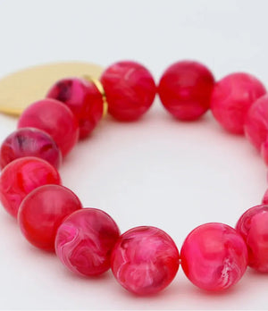 Mini Beads Flex Bracelet - Raspberry Marble