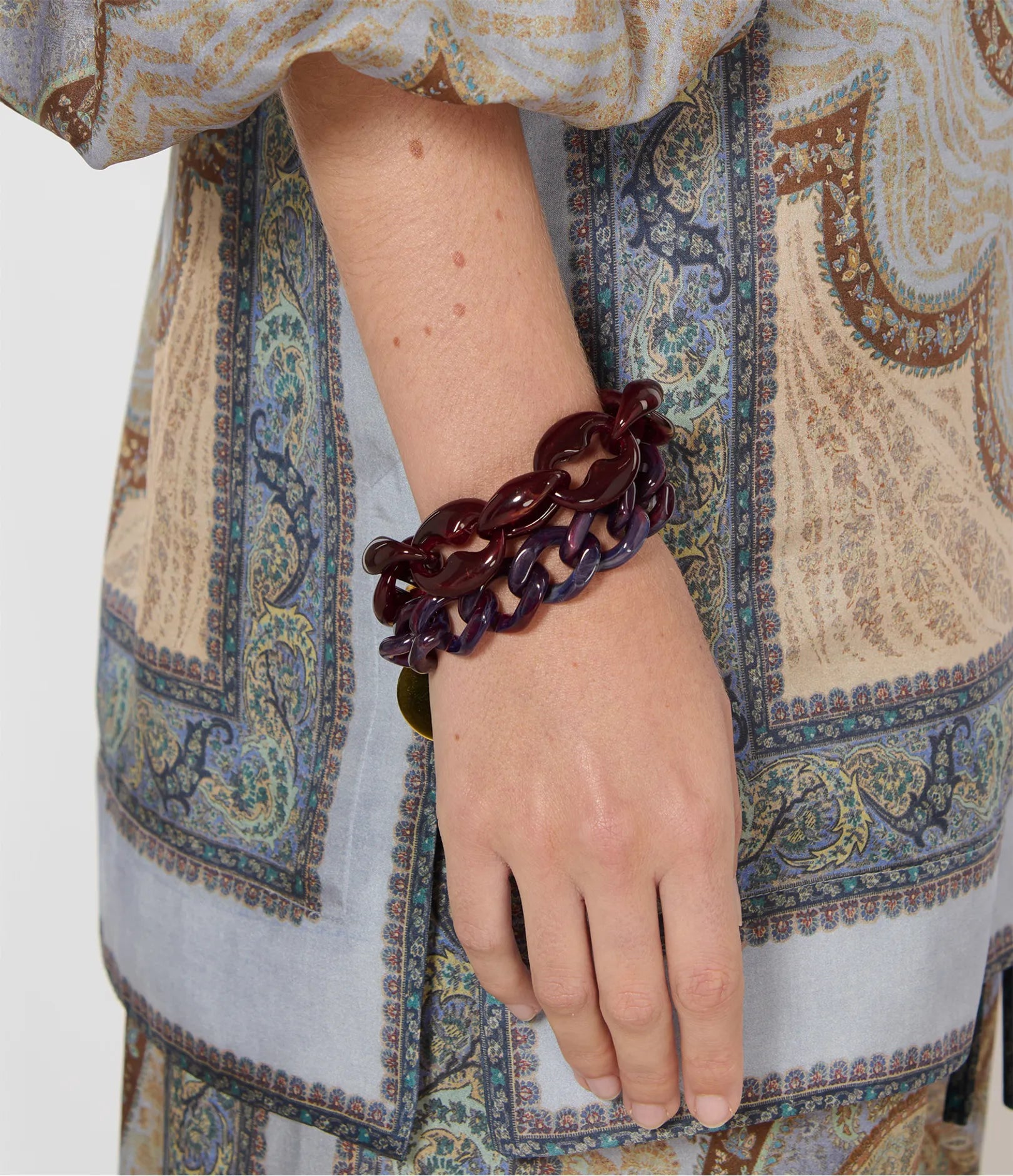 Mini Flat Chain Bracelet - Aubergine Marble