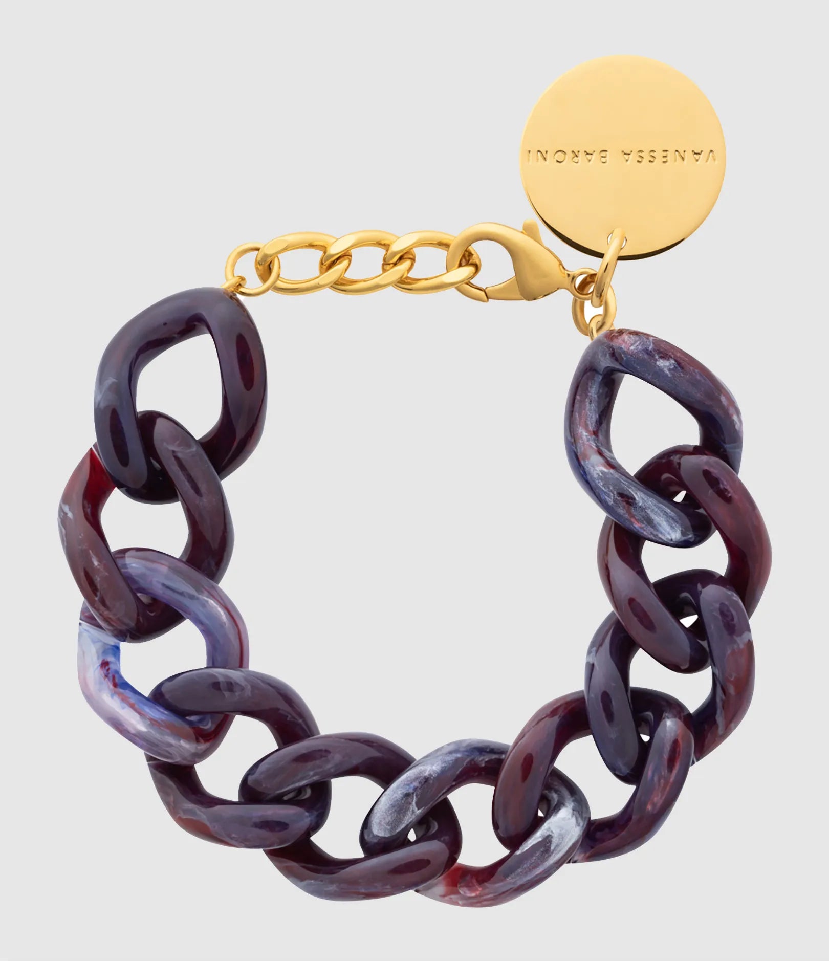 Mini Flat Chain Bracelet - Aubergine Marble