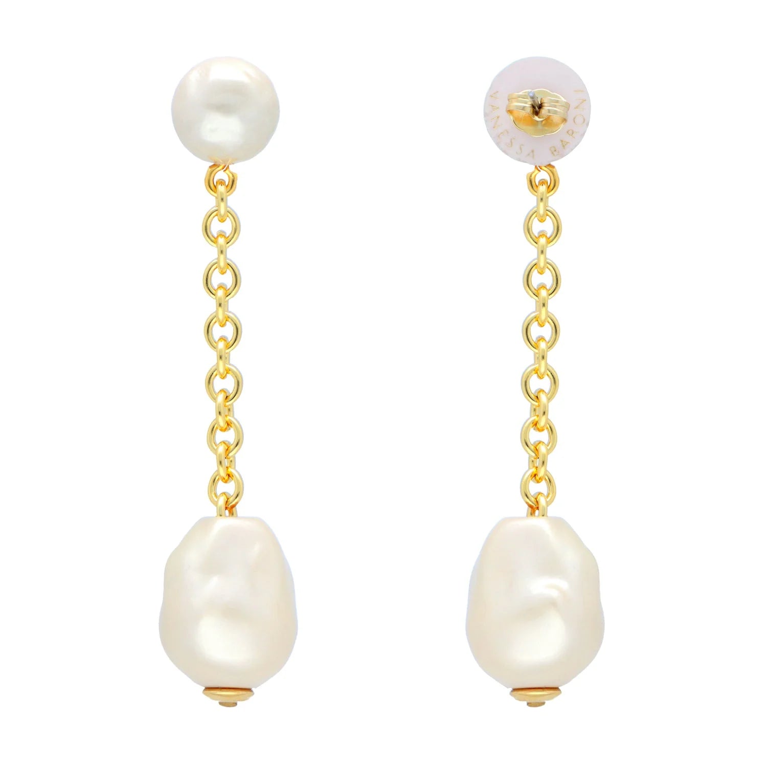 Hanging Organic Pearl Earring -Pearl