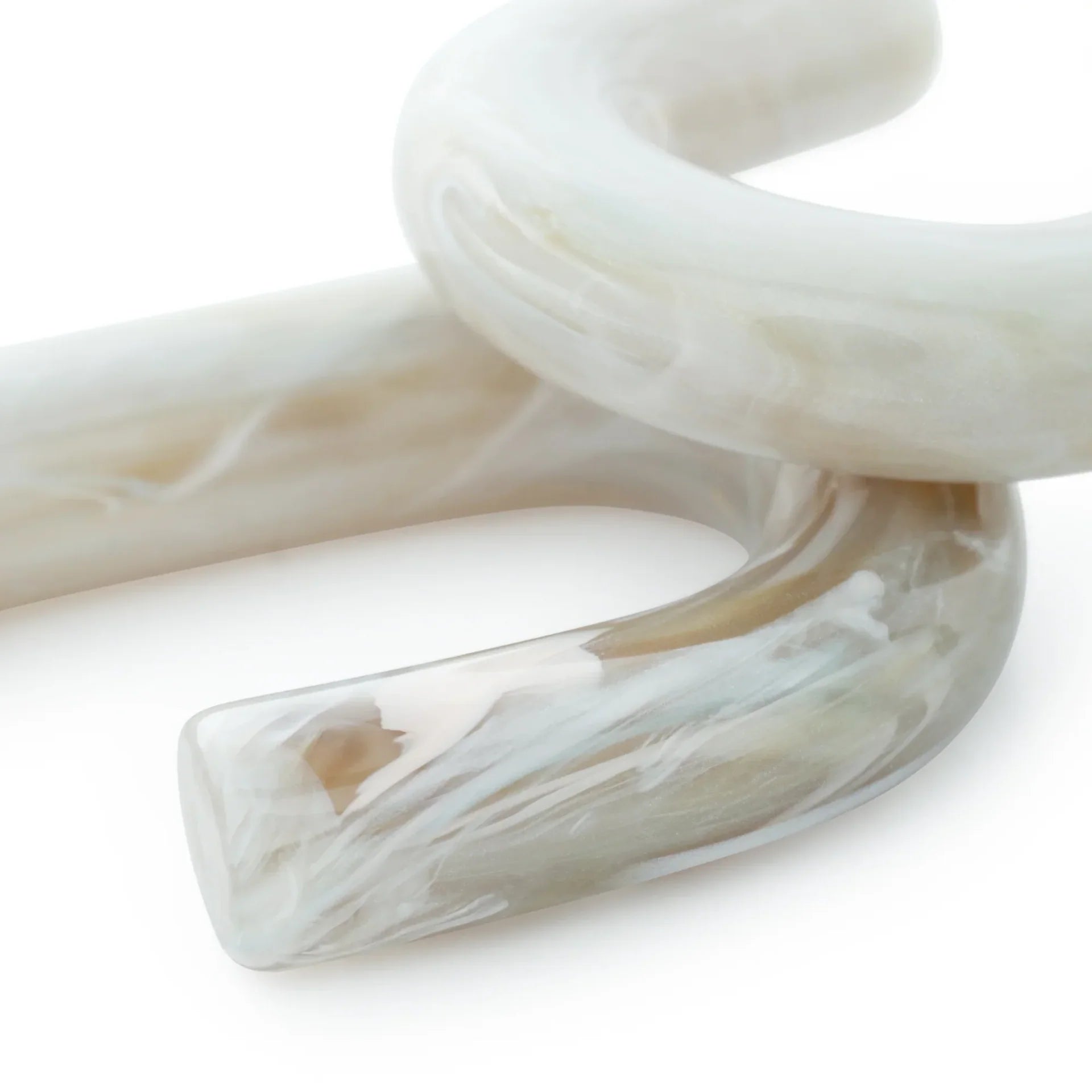 New Oval Earring - Snow Green Marble