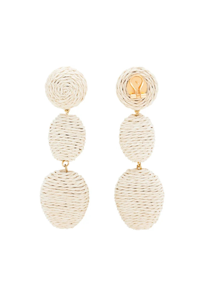 Raffia Oval Earring - Sand