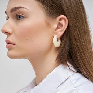 Moon Earring - Pearl Marble