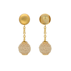 Hanging Raffia Dot Earring - Natural
