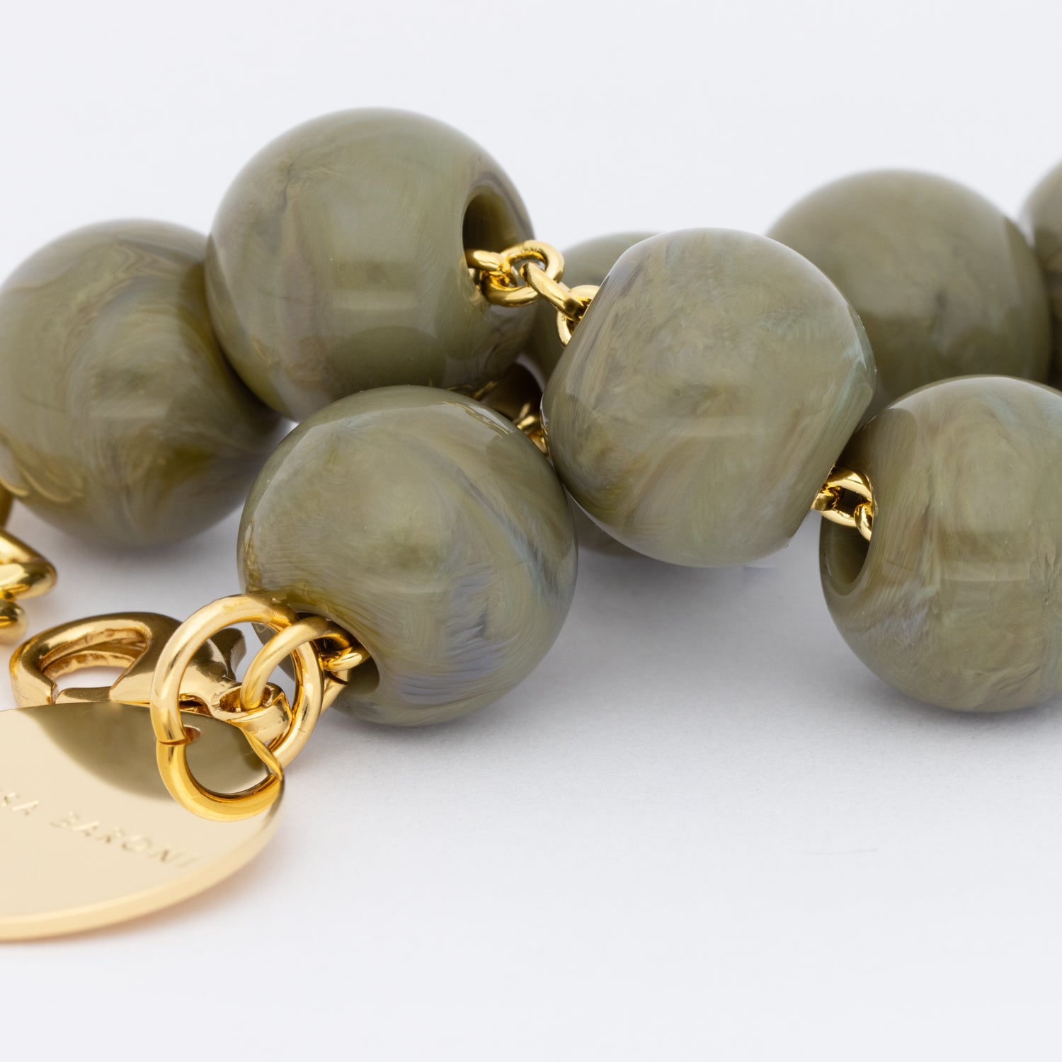 Mini Beads Bracelet - Light Olive Marble