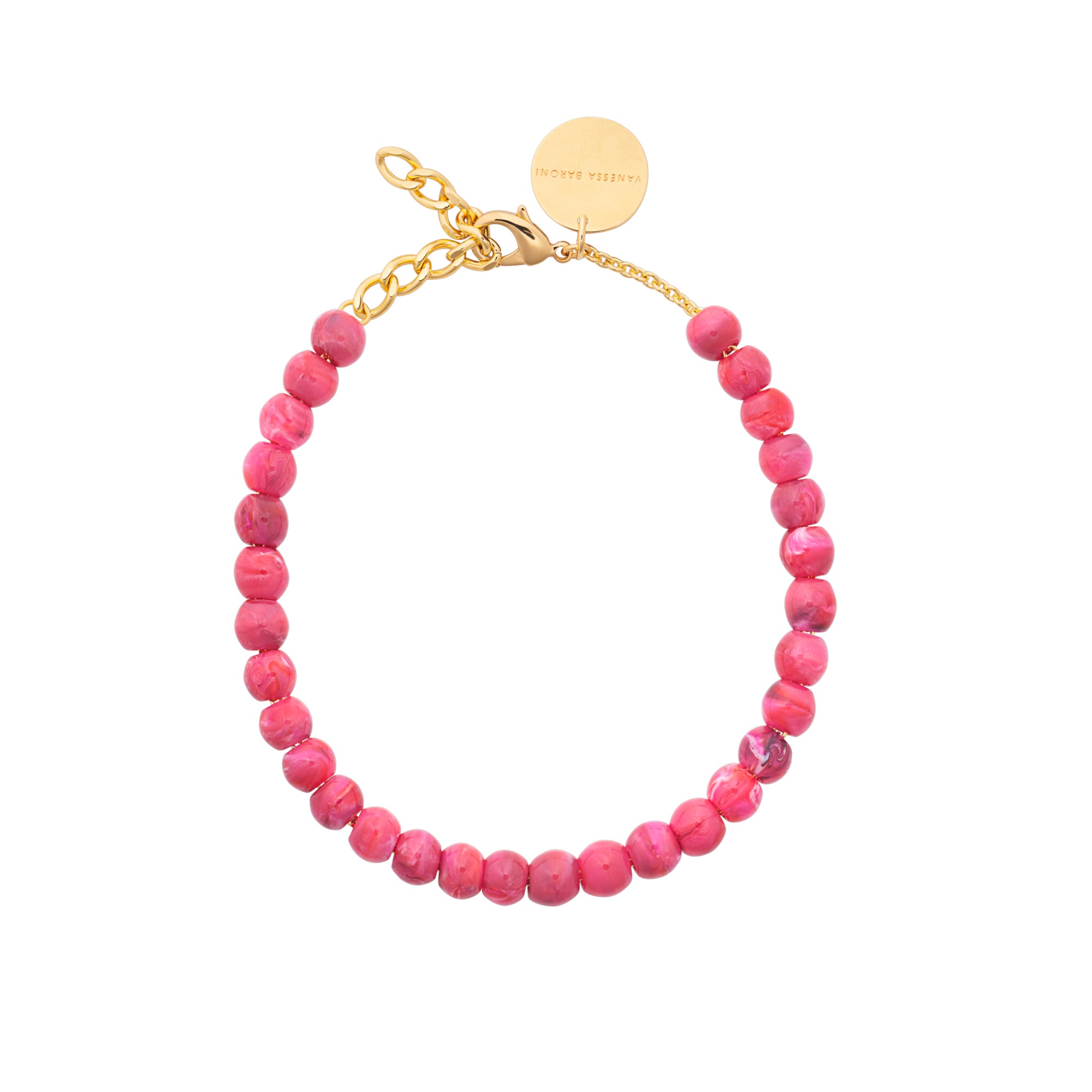 Mini Beads Necklace - Raspberry Marble