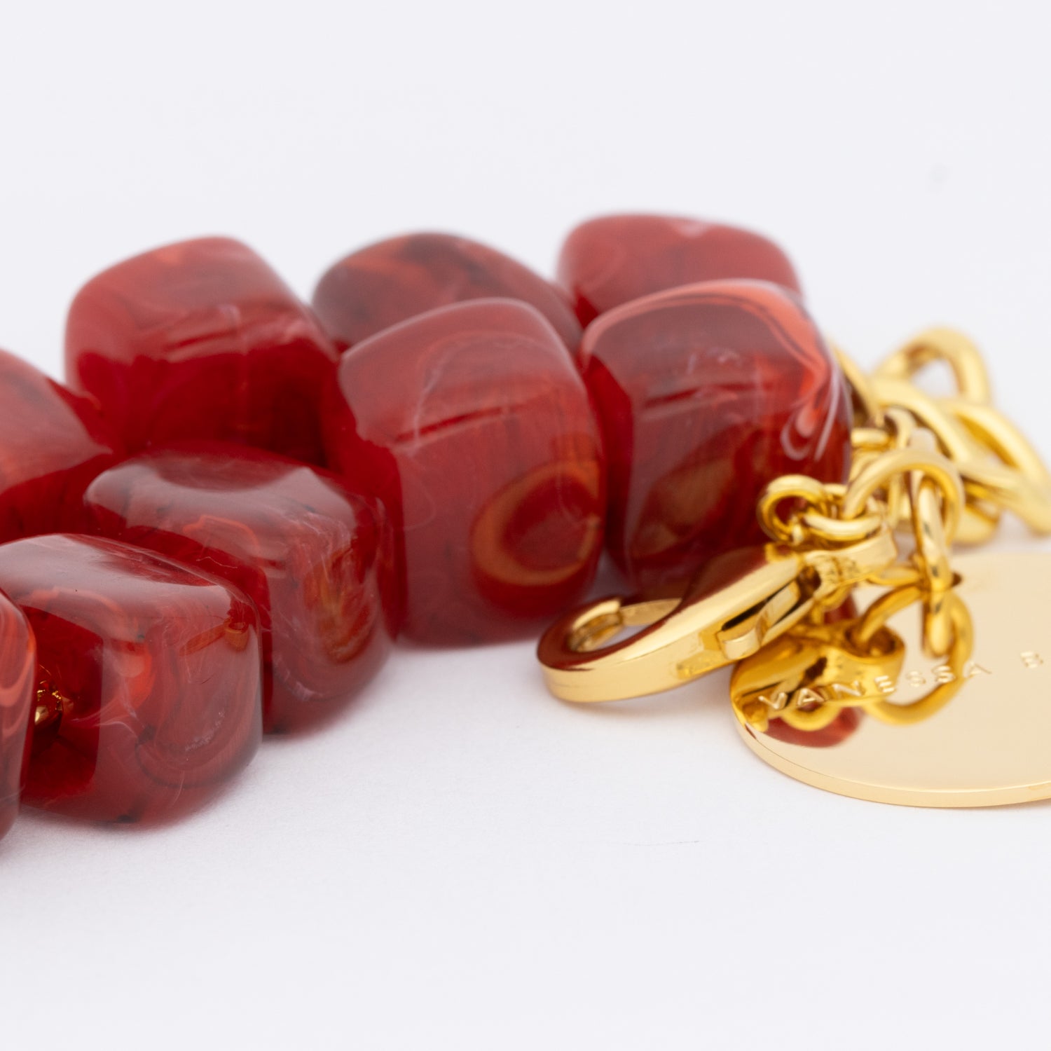 Mini Organic Shaped Bracelet - Red Marble