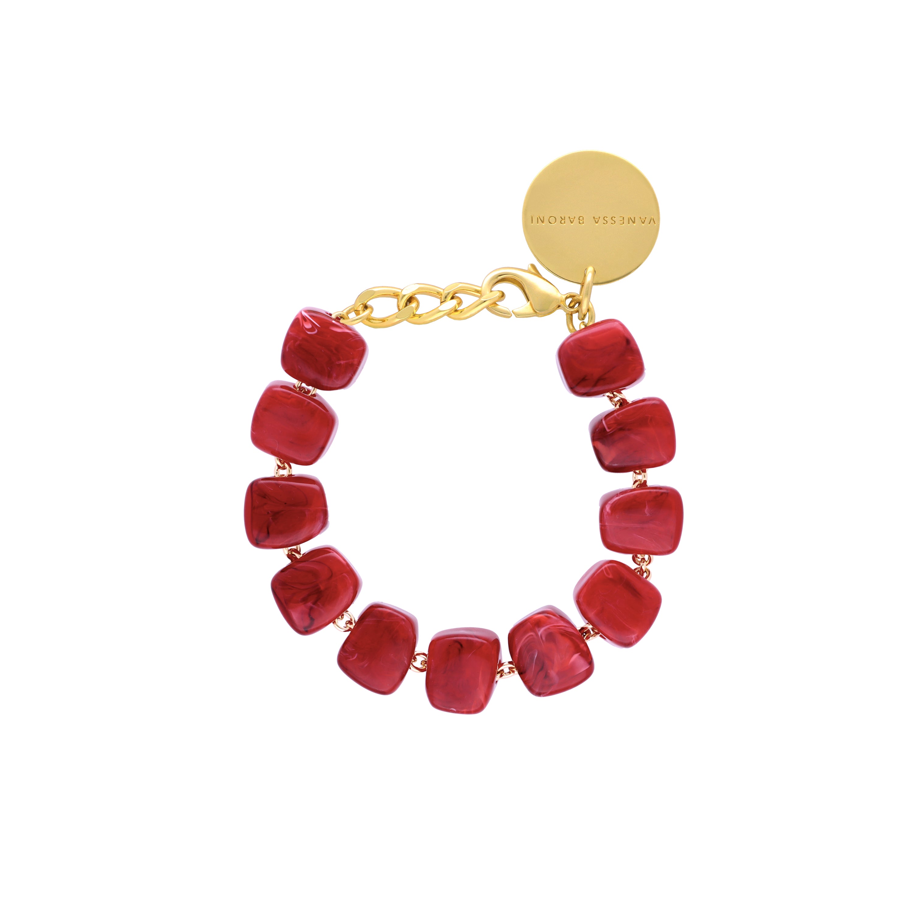 Mini Organic Shaped Bracelet - Red Marble