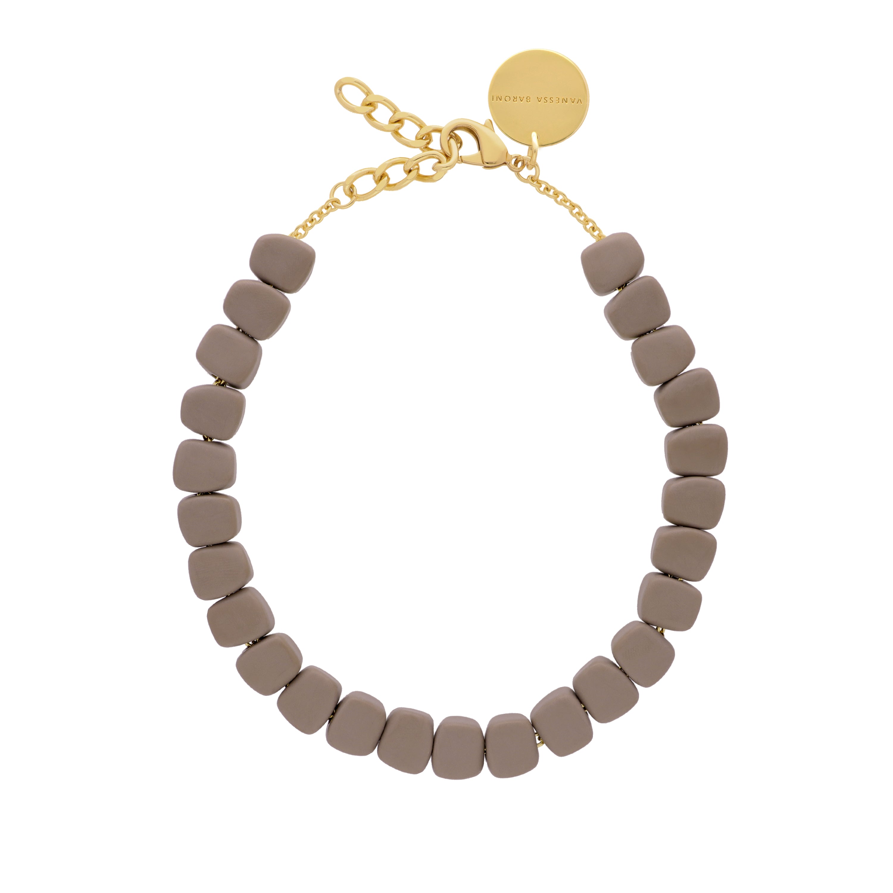 Mini Organic Shaped Necklace - Matt Taupe