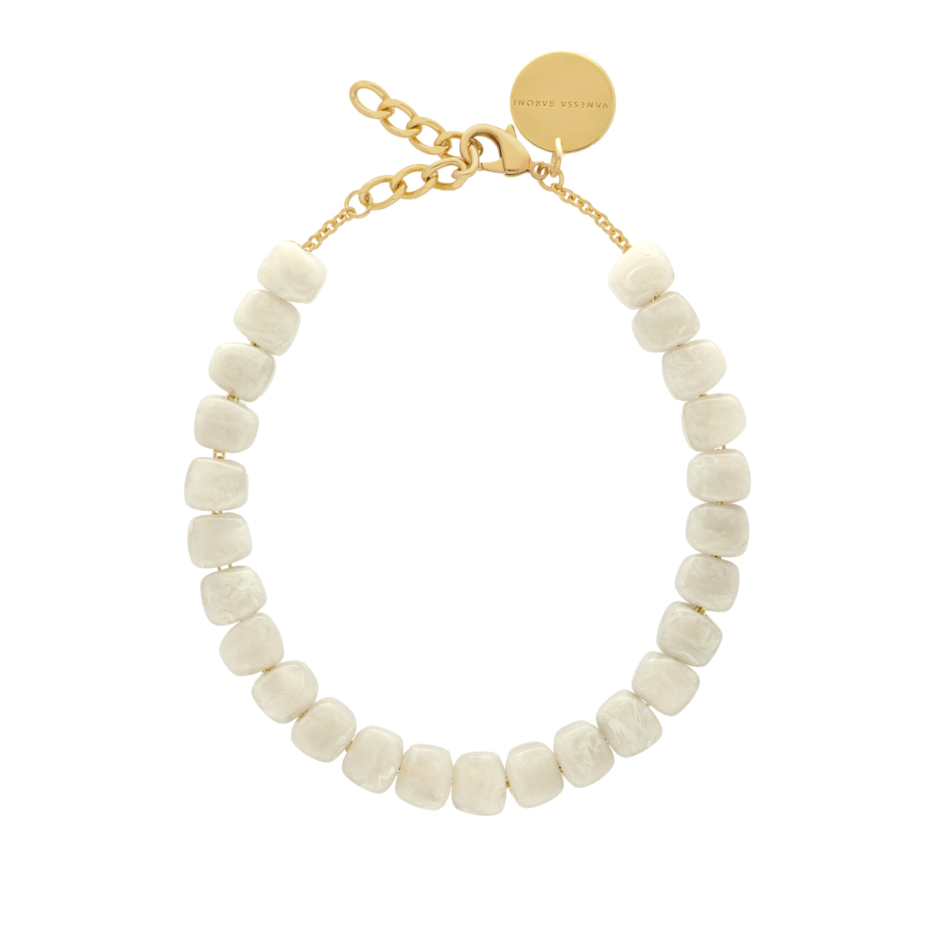 Mini Organic Shaped Necklace - Snow White Marble
