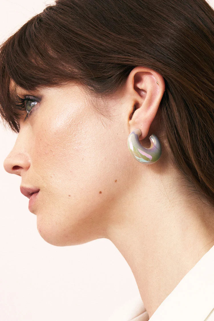 Moon Earring - Iridescent Solid