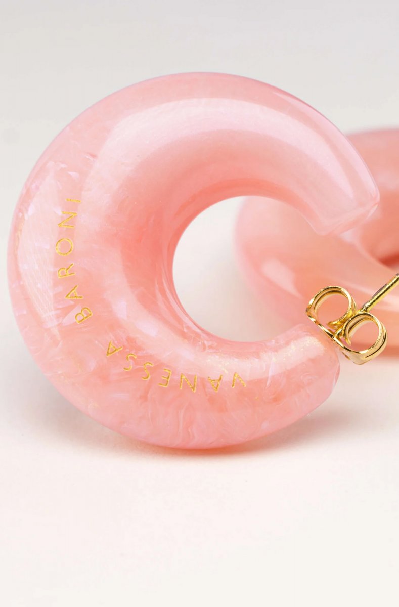 Moon Earring - Neon Pink Marble