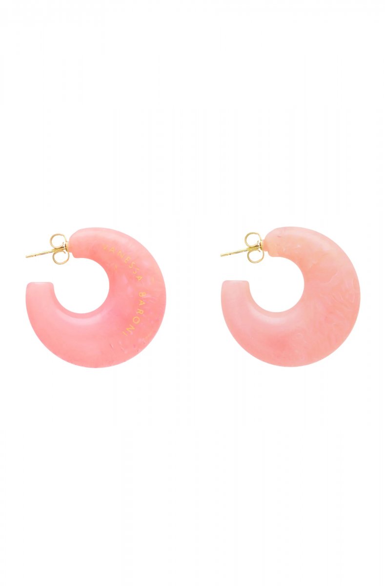 Moon Earring - Neon Pink Marble