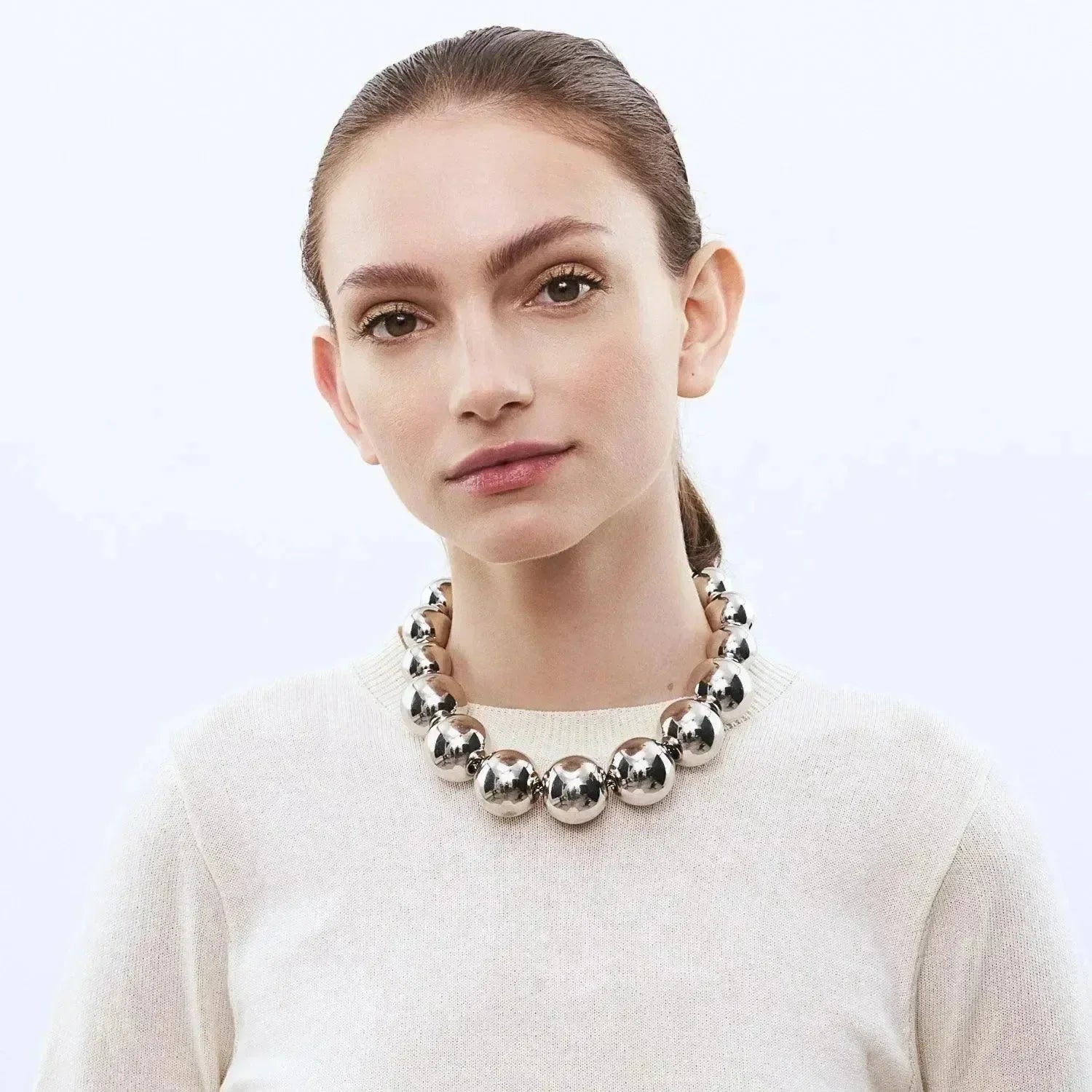 Beads Necklace Silver