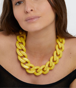 Big Flat Chain Necklace - Yellow