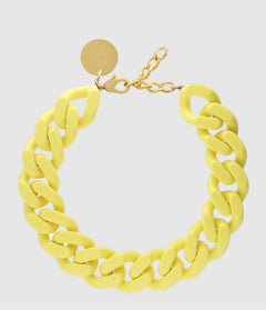 Big Flat Chain Necklace - Yellow
