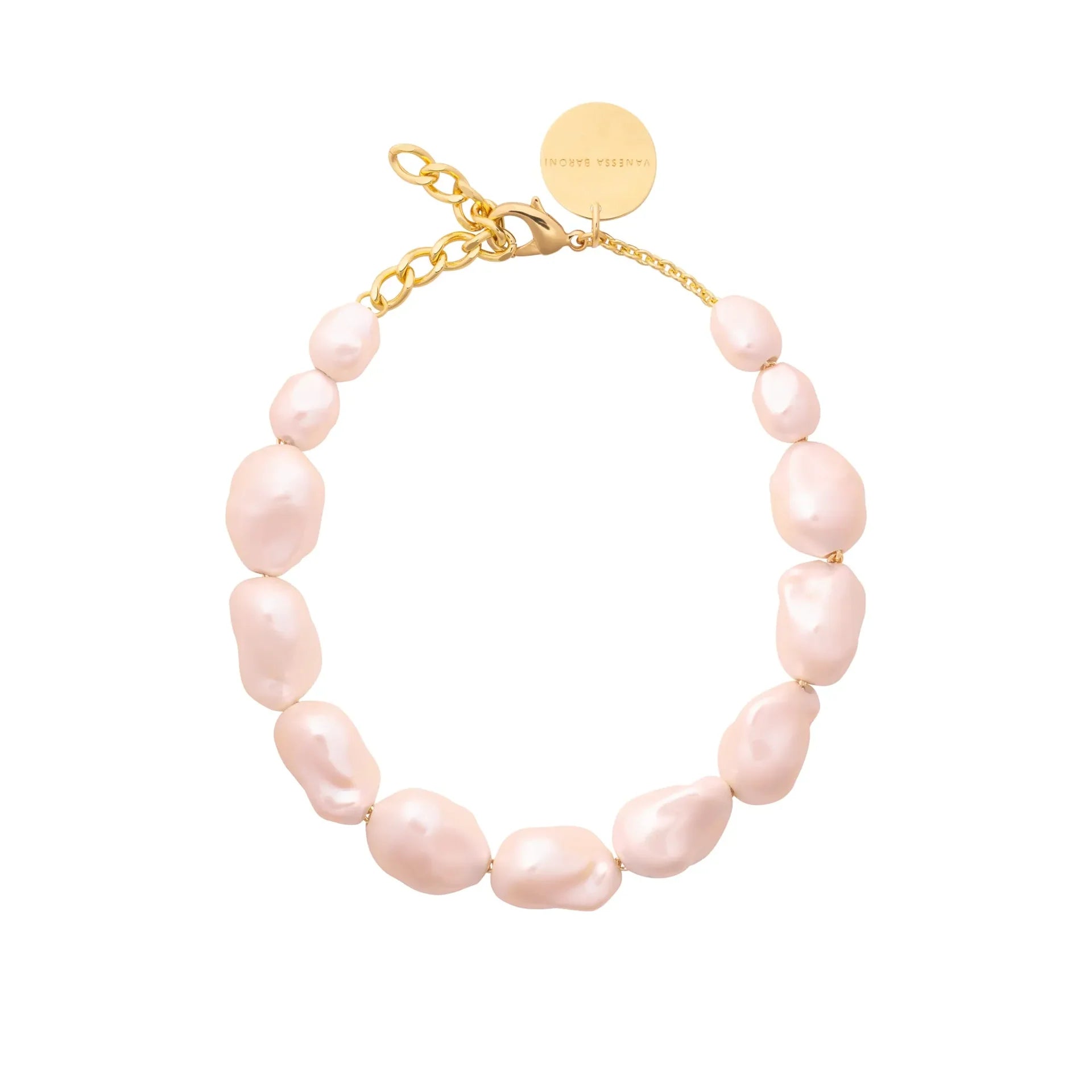Big Organic Pearl Necklace Short - Apricot Pearl