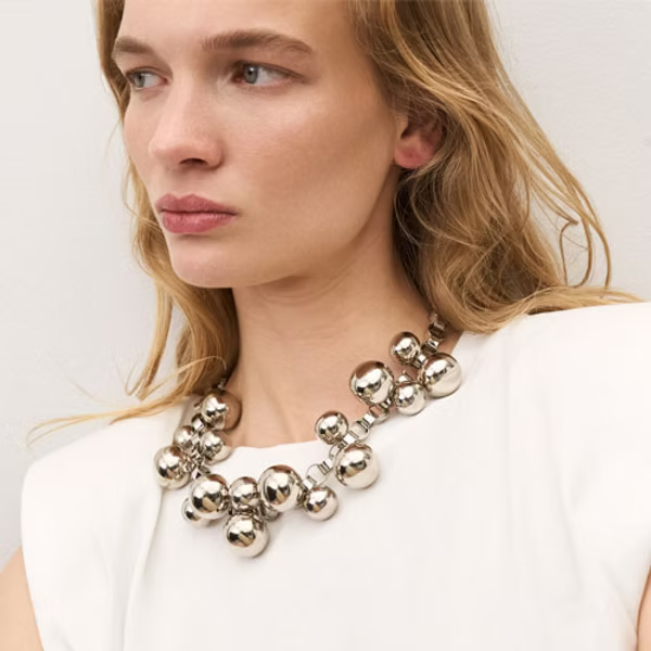 Multi Beads Necklace - Silver