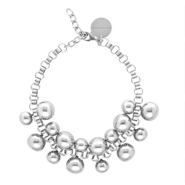Multi Beads Necklace - Silver