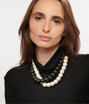 Small Beads Necklace Short - Matt Black