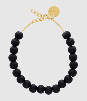 Small Beads Necklace Short - Matt Black