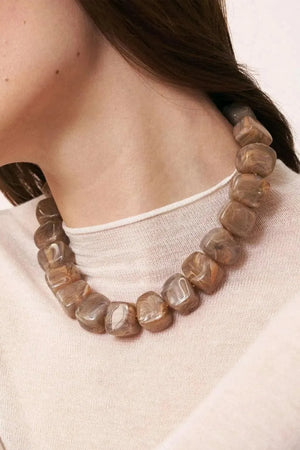 Mini Organic Shaped Necklace - Biancone Marble