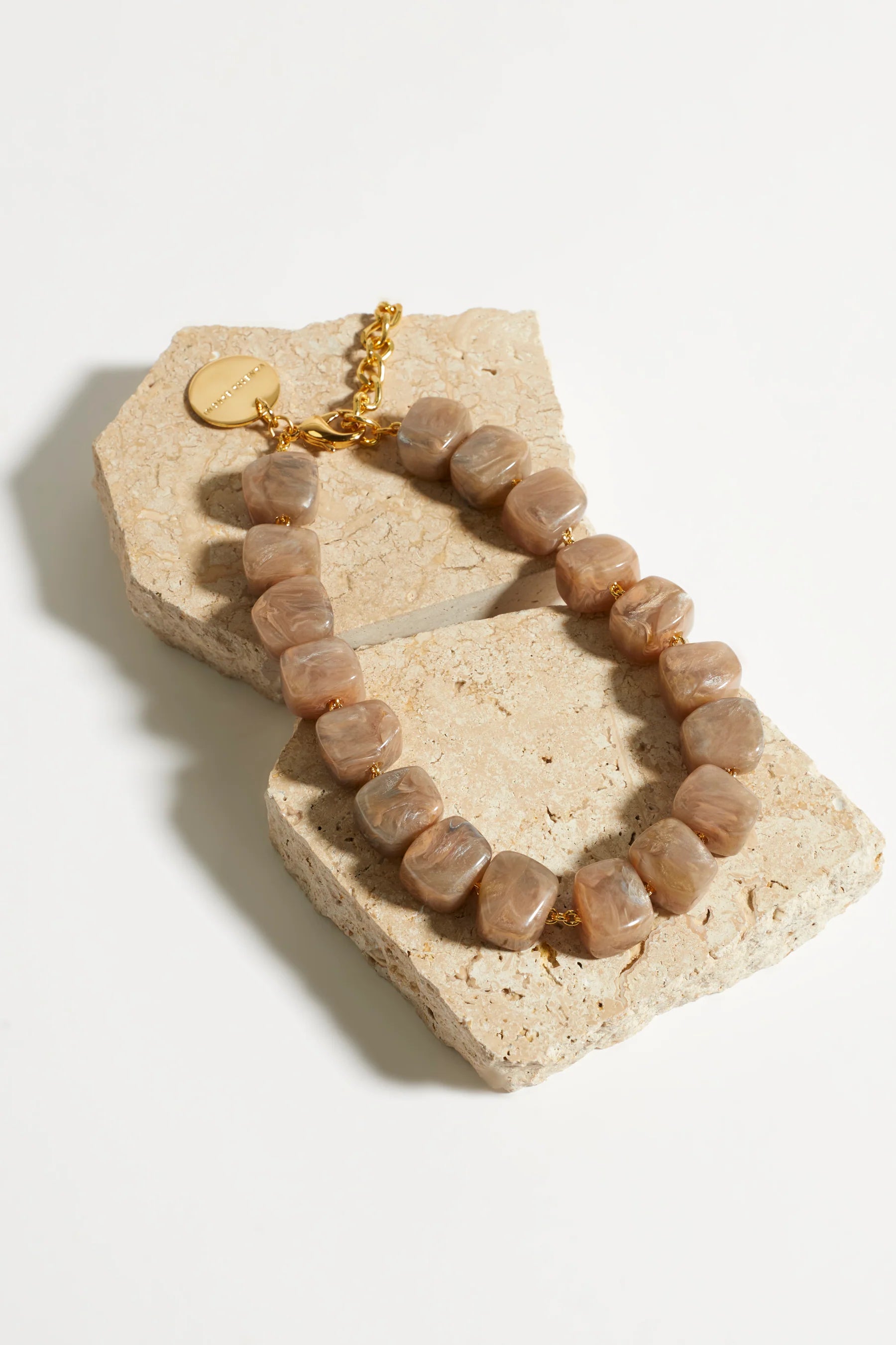 Mini Organic Shaped Necklace - Biancone Marble