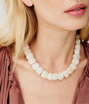 Mini Organic Shaped Necklace - Pearl Marble