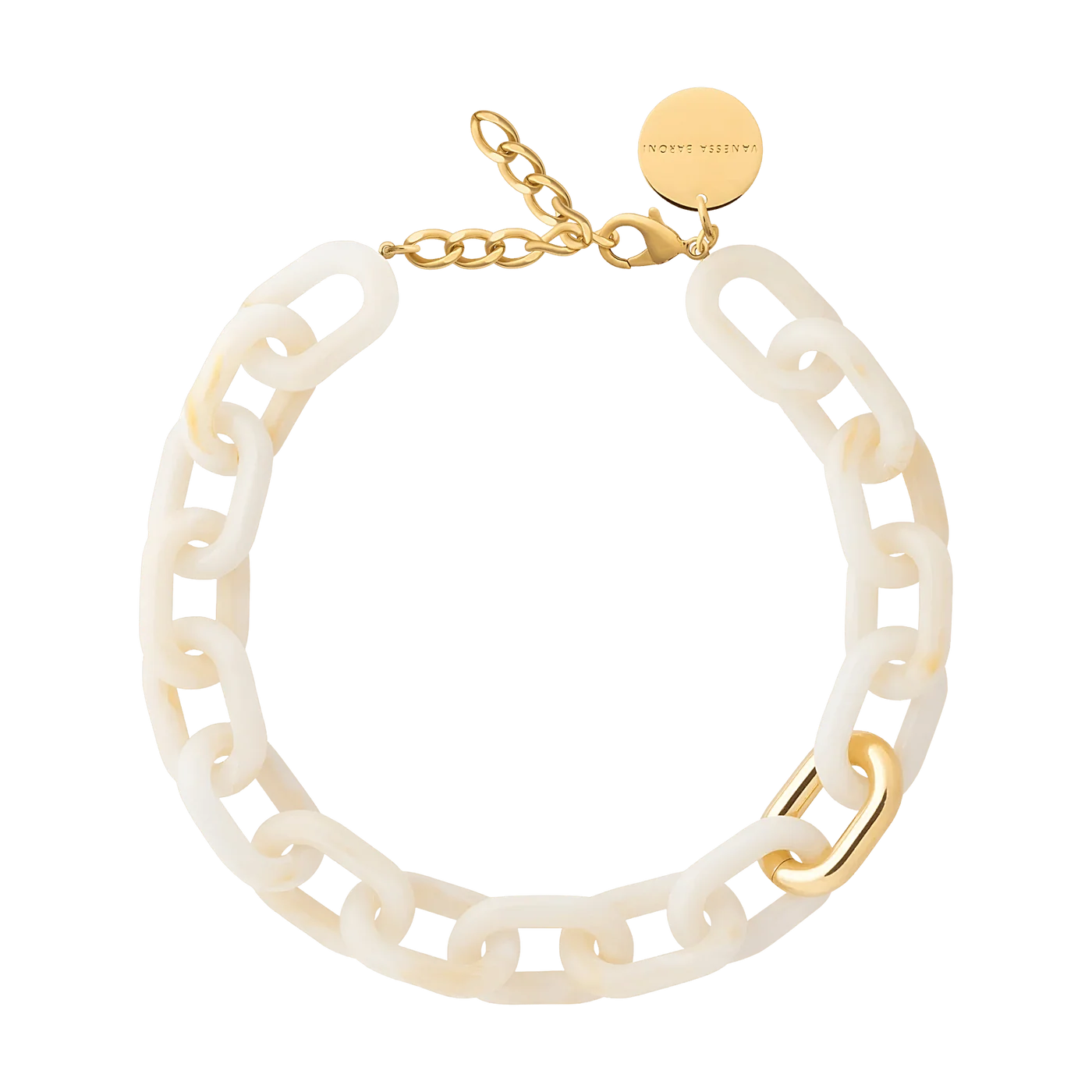 New Oval Necklace With Gold Pearl Marble